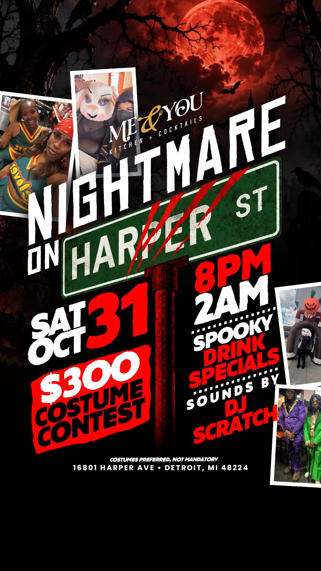 Nightmare on Harper St flyer, Me & You Kitchen + Cocktails, October 31